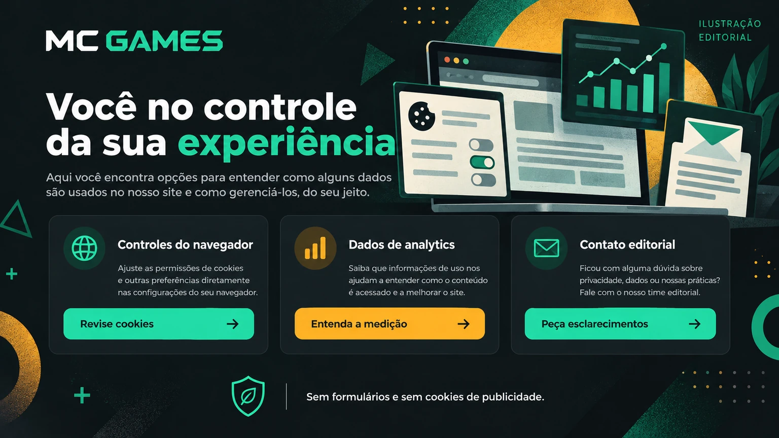 Controles e escolhas de privacidade do leitor